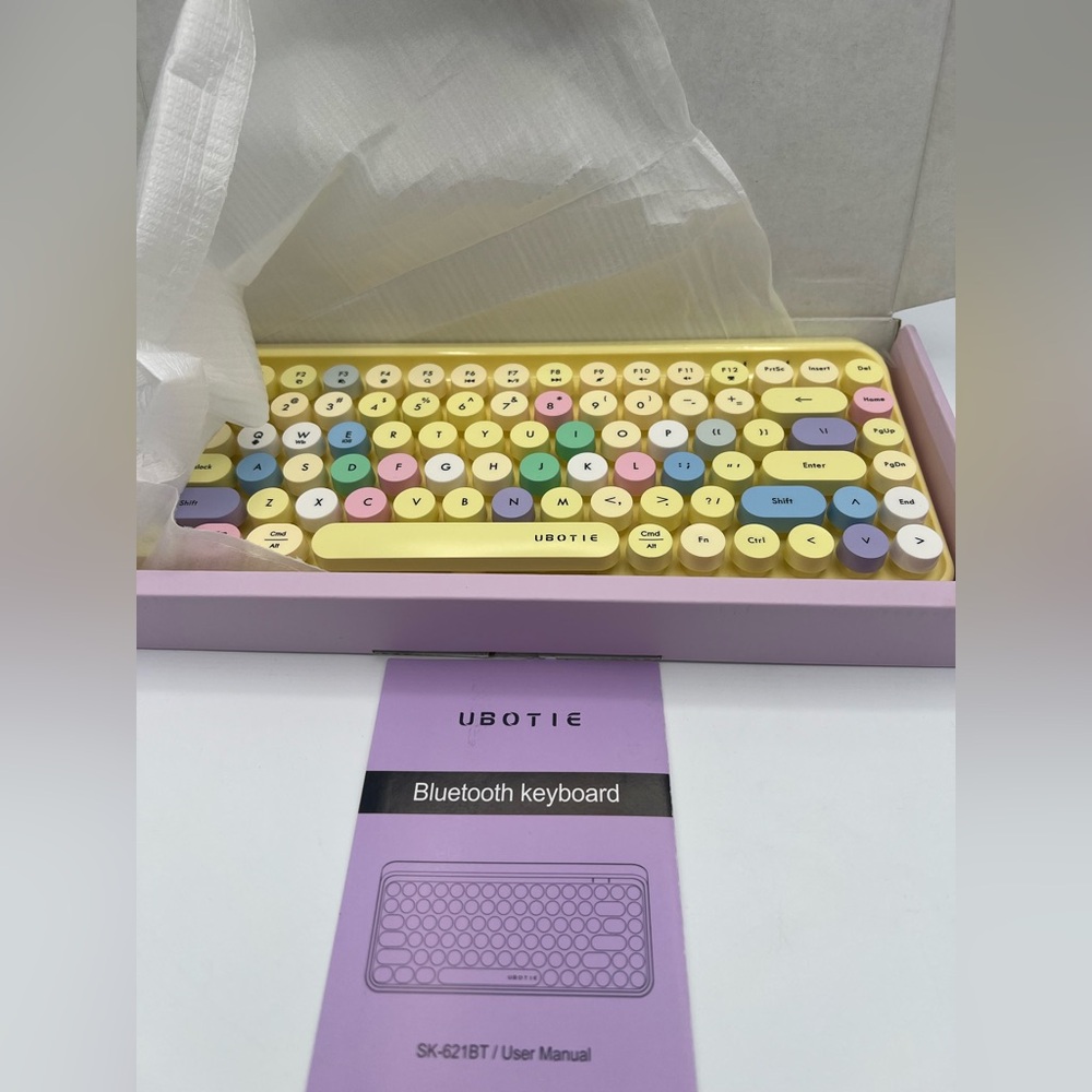 UBOTIE Bluetooth Portable Computer Keyboard Mini Wireless (Colorful Yellow) - Picture 9 of 16